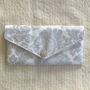 Silver and White Envelope Clutch